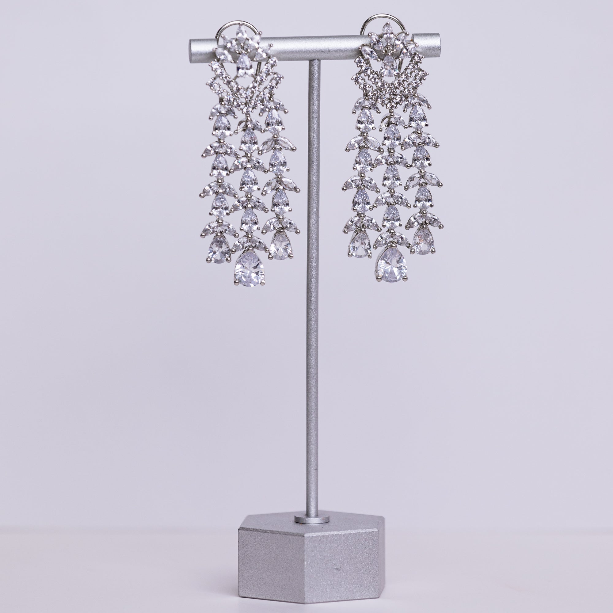 BEBE Exquisite Indian design CZ bridal earrings . Perfect for weddings , brides and celebrant