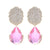 Light Pink Water Drop Cubic Zirconia Stone Paved Dangle Earrings